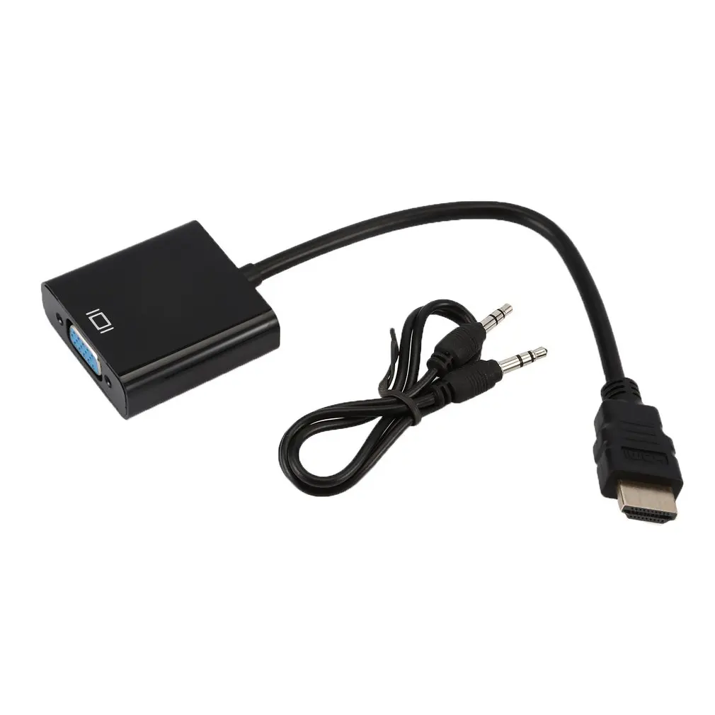 1080P Active HDMI to VGA Adapter Video Converter Male Female with Micro USB and 3.5mm Audio Port Cable |