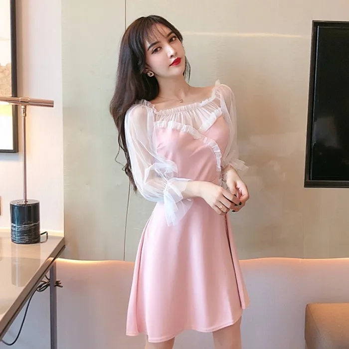 

2020 Summer New Mesh Stitching Dress Temperament Women's Clothing Summer Dress