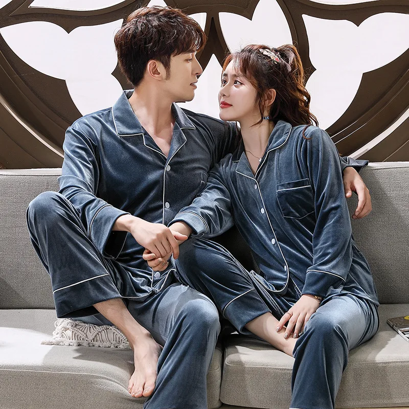 

Cashmere Pajamas Women's Autumn New Long Sleeve Cardigan Set Japanese Korean Fashion Casual Couple Home Wear Couple Clothes