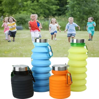 

550ml Outdoor Telescopic Gym Bottle Portale Silicone Water Pillow Box powder Protein Travel Drinking Sport Water Container