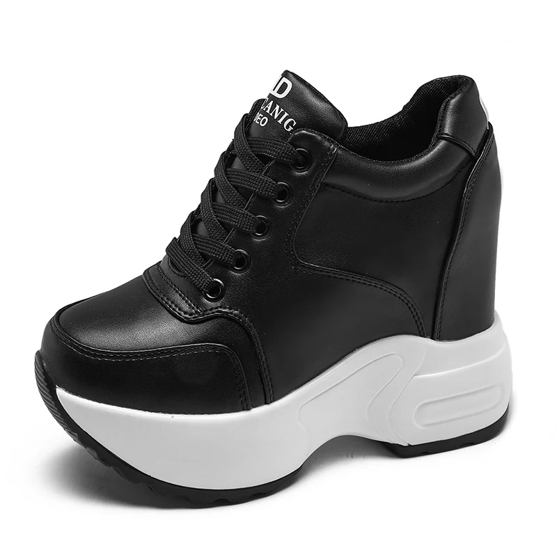 Platform Boots Ankle Boots Women's Ankle Boots Spring Leather Chunky Shoes Woman Platform Height Increased Sneakers 10CM Thick Sole Wedges White Boots