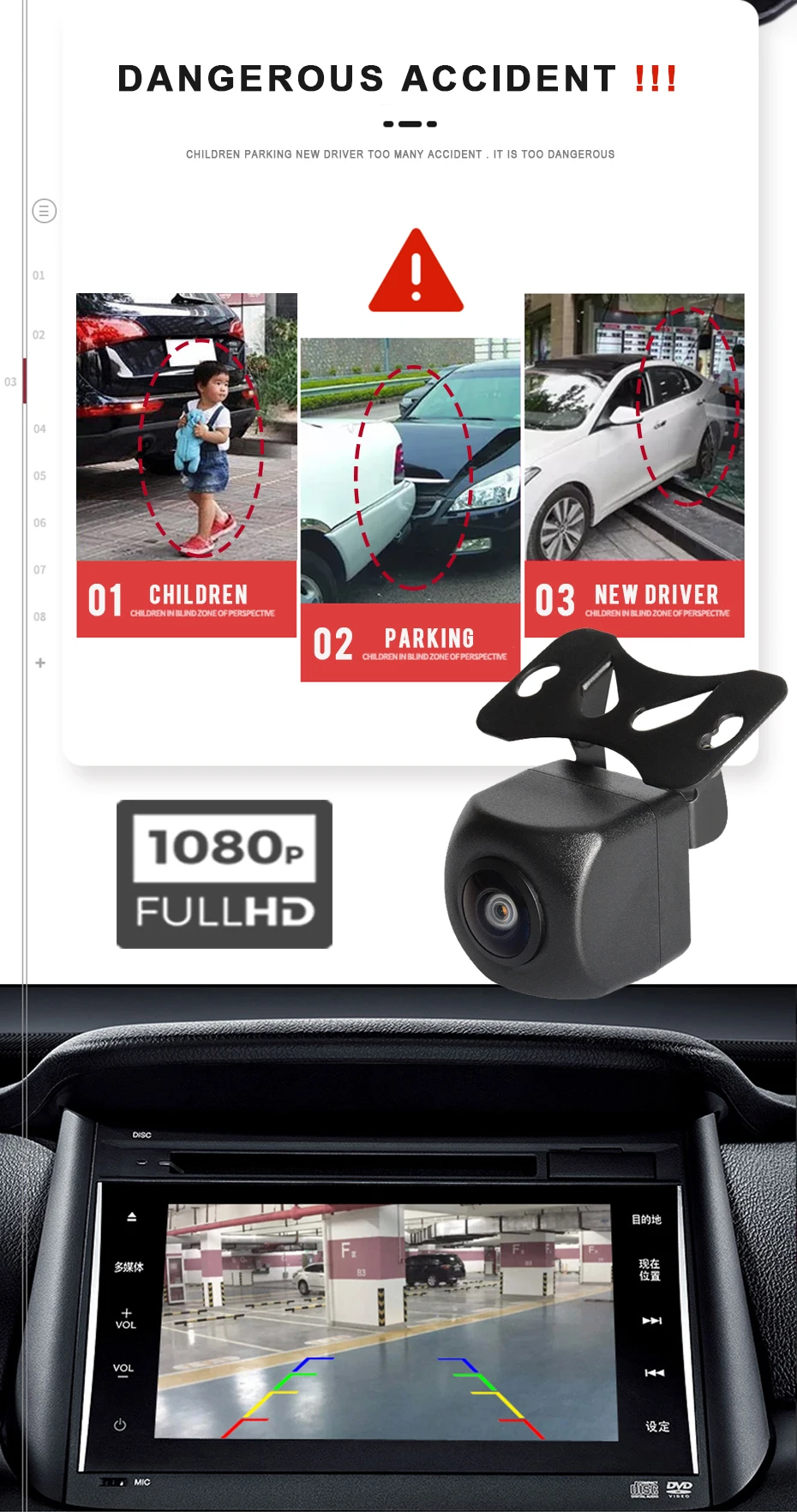 Toiumops Caméra De Recul Pour Peugeot 508 4D Berline 5D Station Wagon, Caméra De Recul De Voiture Caméra De Recul De Vision Nocturne