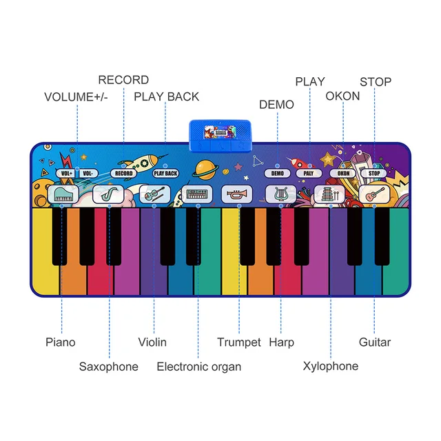 2022 New Arrivals 180x72cm Big Piano Mat Keyboard Electronic Floor Music Mat Baby Play Mat with 24 Keys Educational Toys Gifts 3