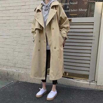 

Windswear Women's Mid-long Korean Spring 2019 New Port-flavored Retro-temperament Outerwear Kachi Early Autumn Outerwear