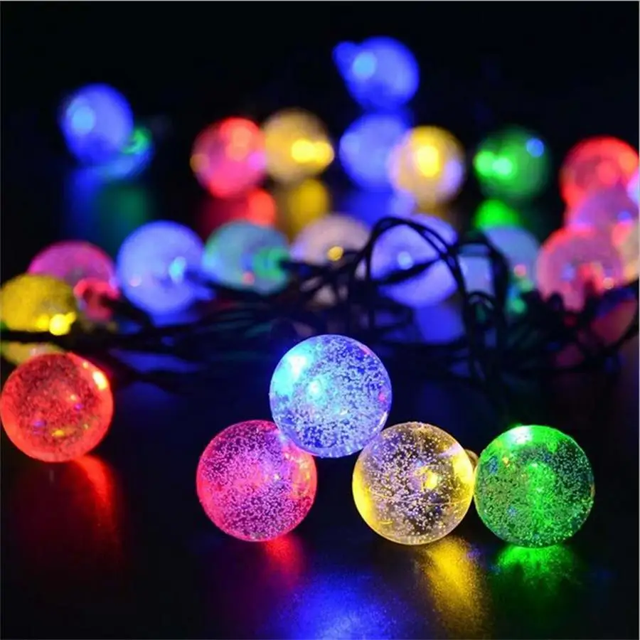 RGB Solar Strings ETONTECK, новинка, 30 светодиодный S 6,5 м, хрустальный шар, Солнечная лампа, светодиодный, гирлянда, сказочные огни, гирлянды на солнечной энергии, для сада, Рождественский Декор для улицы - Испускаемый цвет: RGB Solar Strings