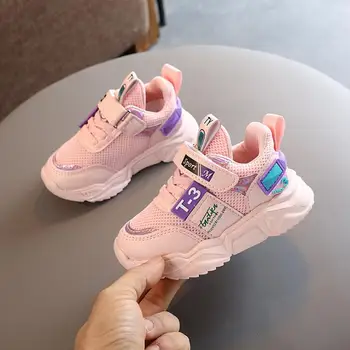 

Spring Autumn New Soft Cotton Breathable Kids Shoes Sneakers Pink White Girls Shoes Rubber Sole Anti Slip Sports Shoes Sneaker