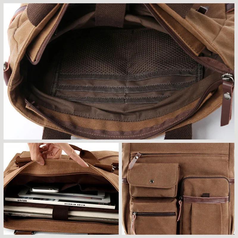 Men Large Canvas Tote Waterproof Crossbody Bags For Men's Multi