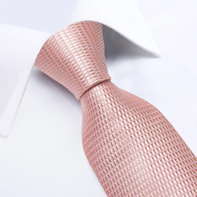 DiBanGu Cravatta Uomo Solido di Colore Rosa Da Sposa Formale Cravatta di Seta Jacquard lavorato a telaio Cravatta Fazzoletto Gemelli Per Gli Uomini Vestito di Affari 3
