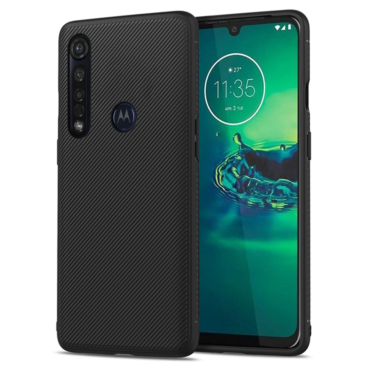 Для Motorola Moto G8 Plus чехол, силиконовый тонкий нескользящий чехол из углеродного волокна, матовый мягкий чехол из ТПУ для Moto G8 Plus G8 Play чехол - Color: black