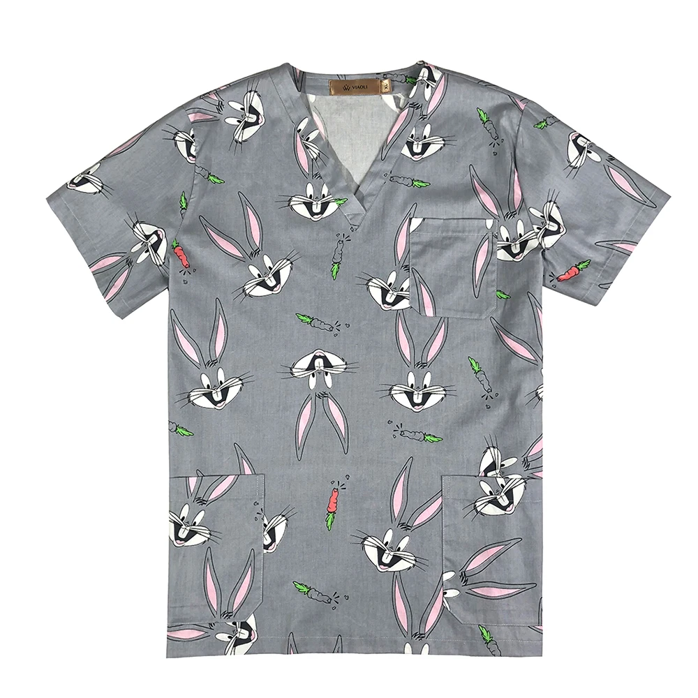 Хлопковая медицинская одежда Топ Брюки хирургические ткани медицинские скрабы Стоматологическая униформа для ухода за ребенком хирургические рубашки для женщин и мужчин - Цвет: tops