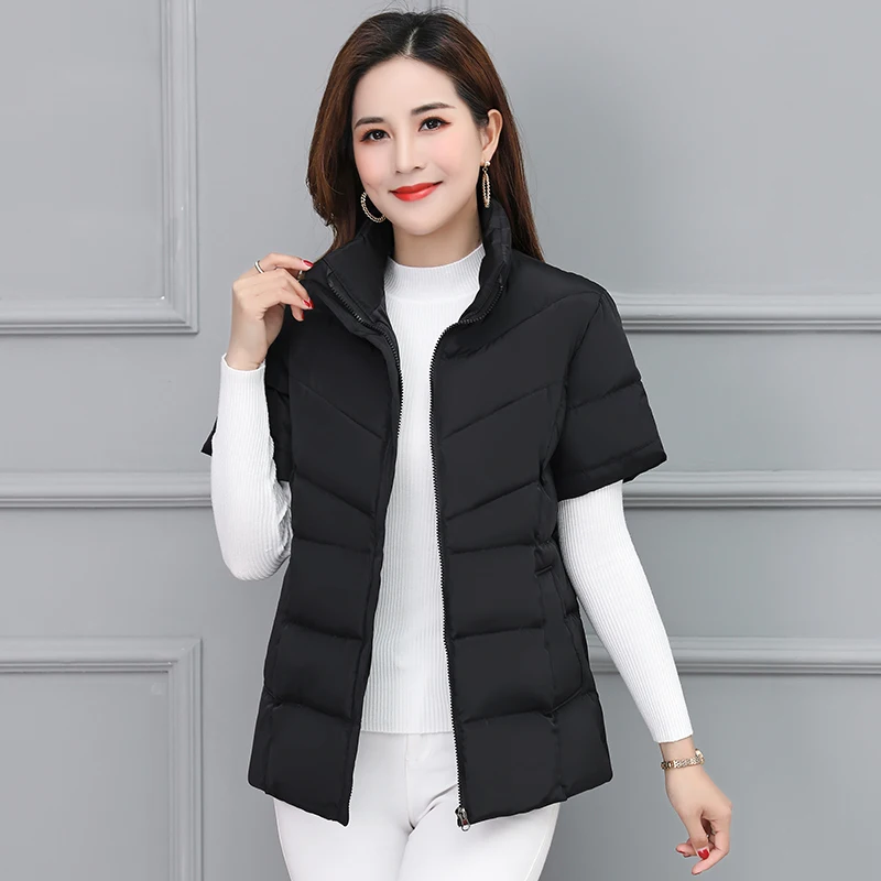 

Lingwave Winter plus size vest women thick warm vest short-sleeved jacket down cotton half-sleeved shoulder pads women's jacket