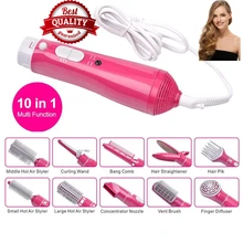 

10 In 1 Hair curler straightener Dryer Brush Hair Dryer Volumizer with Smooth Ceramic Blow Dryer Brush Hair Styler Hot Air Brush