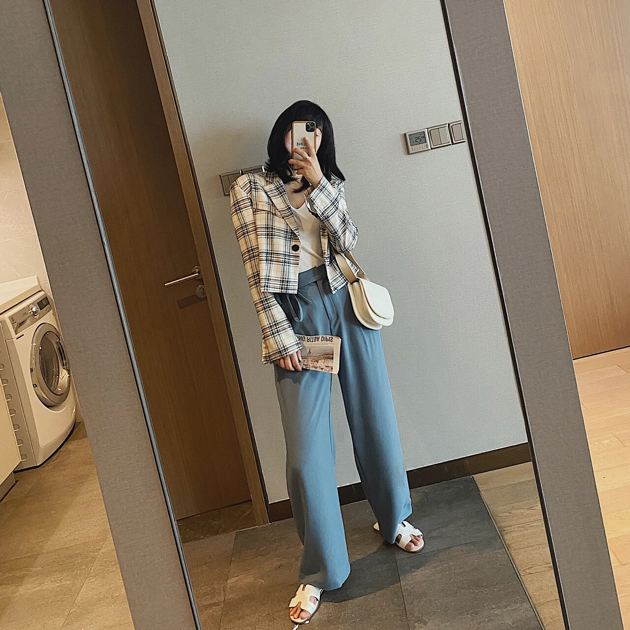 2023 Women's Plaid Checkered Cropped Jackets Blazers Trouser Suits Coat Clothes Spring Female Oversize Office New Woman Overcoat
