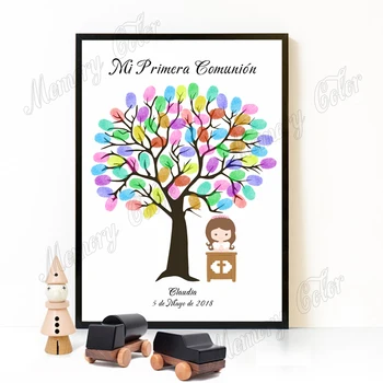 

Personalized Title Name Date God Bless Mi Primera Comunion For Kids First Holy Communion Party Decoration Fingerprint Guestbook
