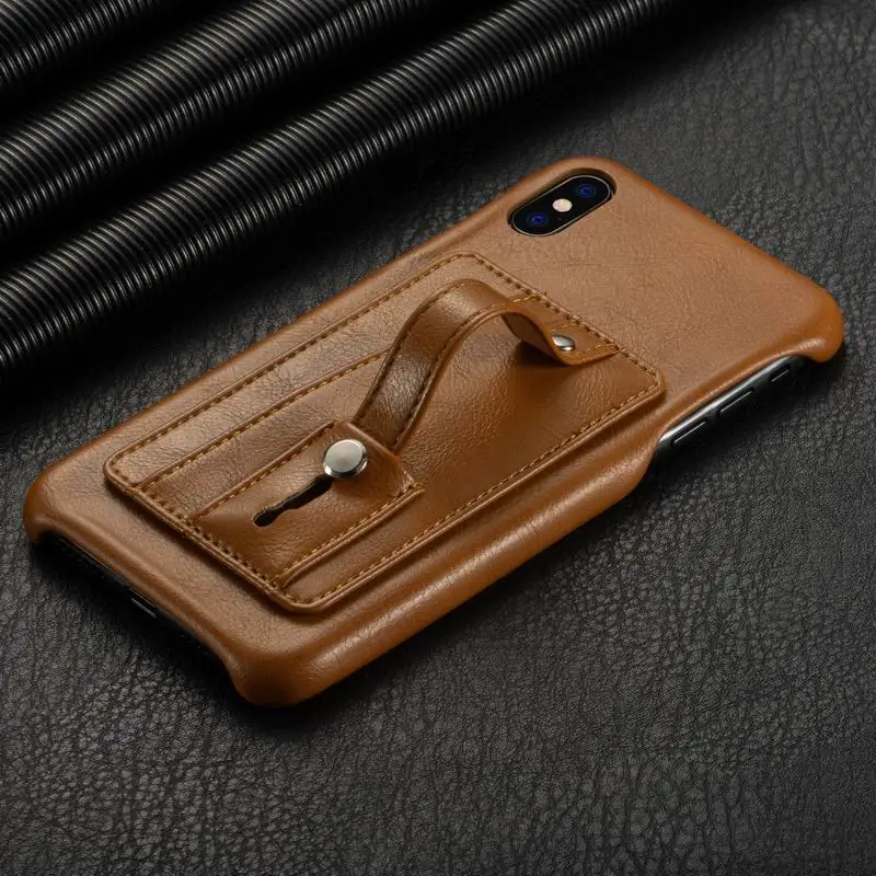 Роскошный Ретро Чехол из искусственной кожи для iphone 11 Pro Max XS X XR 7 8 Plus, чехол для телефона с отделениями для карт, задняя крышка с ремешком на палец, подставка-держатель