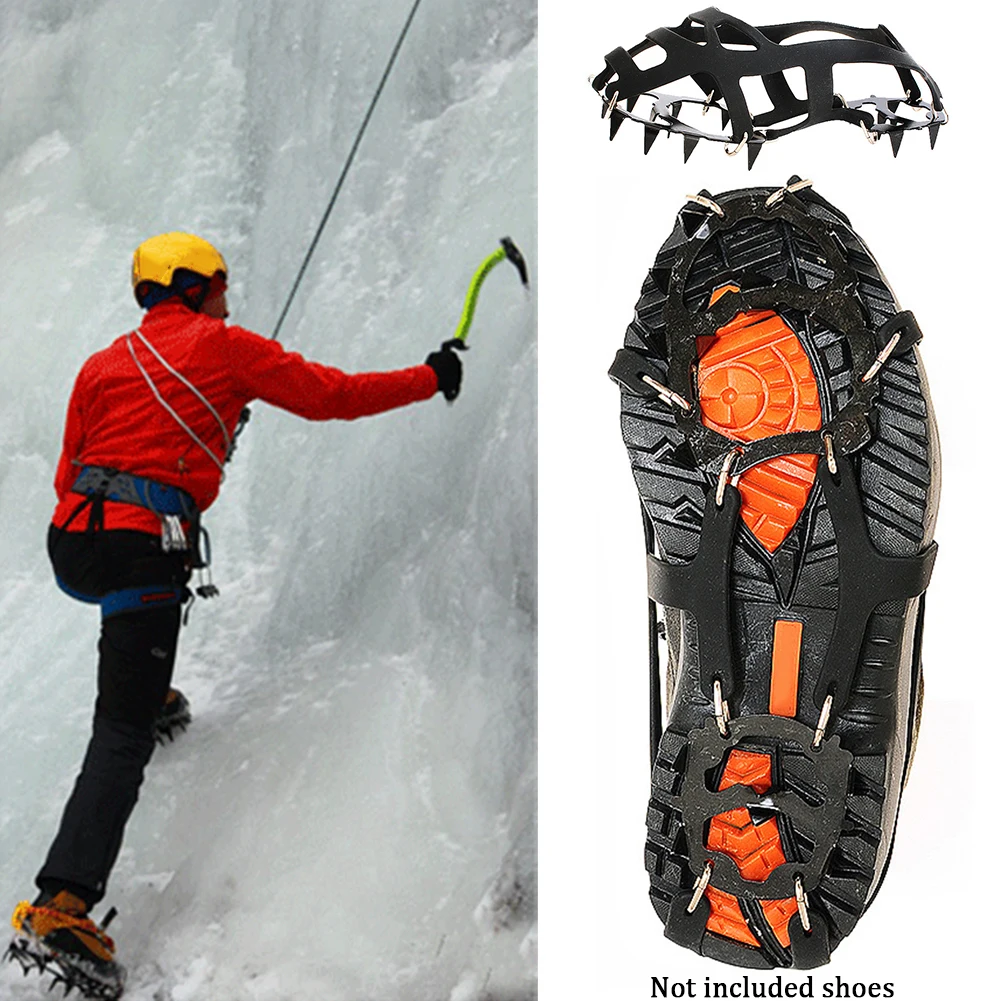 Ледяные альпинистские ботинки с покрытием из прочной марганцевой стали, противоскользящие, для улицы, для альпинизма, для ног, 18 прорезывателей