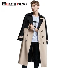 Holyrising, мужской Тренч, S-6XL, двубортный, Мужская ветровка, супер длинный, непогоды, талия, мужской Тренч, 19047-5