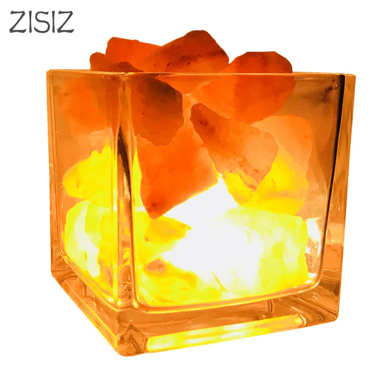 ZISIZ светодиодный светильник с затемнением из стекла, лава, USB, натуральный Гималайский Соляной Светильник, для гостиной, спальни, прикроватный столик, офисное теплое украшение для дома
