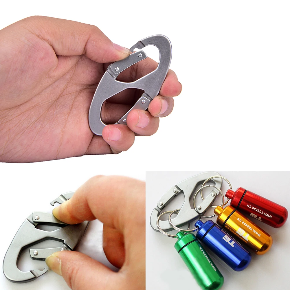 1Pc Climbing Hanging Buckle Snap Clip Hook Keychain Carabiner 8 font Shape 8*0.42cm