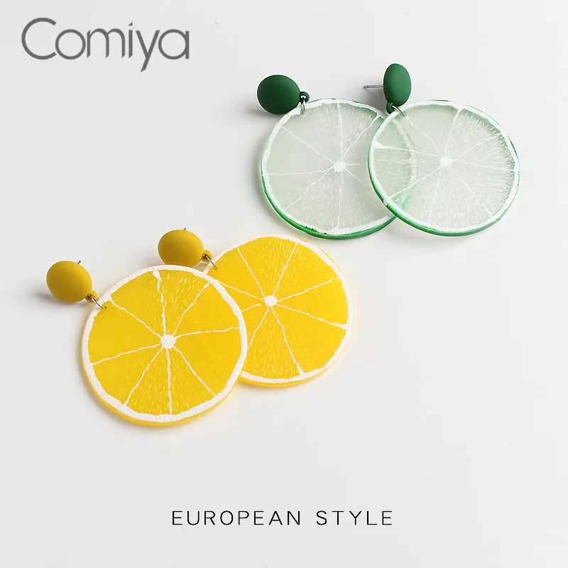 

Comiya Korean Dangle Earrings Fruit Lemon Pendant Long Acrylic Pendant Brinco Jewelry Indian Accessoreis Feminino Dangle Earring