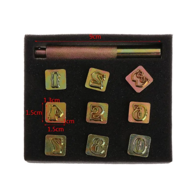 Новинка, для возраста от 9 шт./компл. Сталь номер кожаным ремешком модные DIY Печатный штамп штампа набор для перфорирования металла ручной инструмент крафт-13 мм