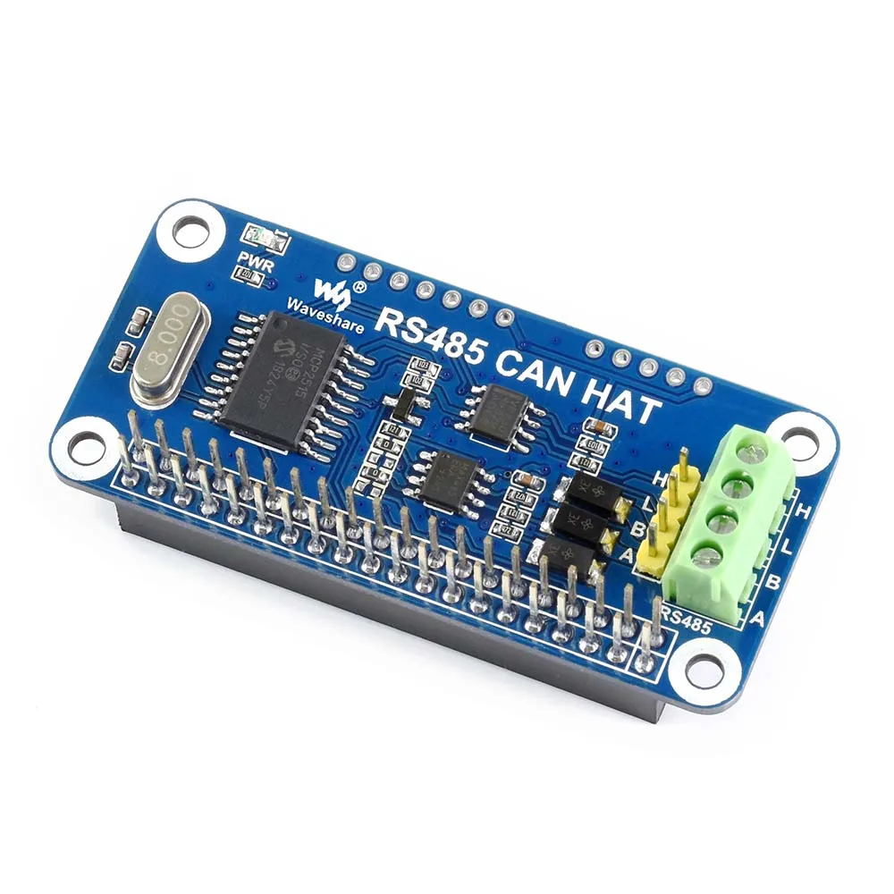 Waveshare RS485 CAN HAT для Raspberry Pi Zero/Zero W/Zero WH/2B/3B/3B + бортовой контроллер CAN: MCP2515 485