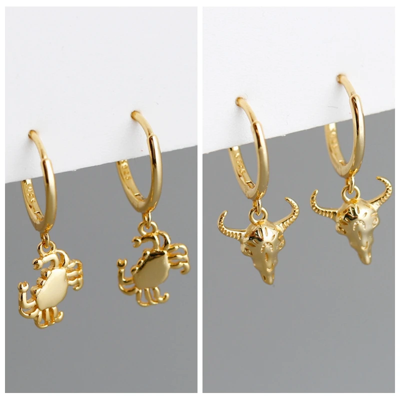 Pendientes de aro Aide Plata de Ley 925 auténtica para mujer, colgante con forma de cangrejo del océano, joyería creativa Bohemia para fiesta