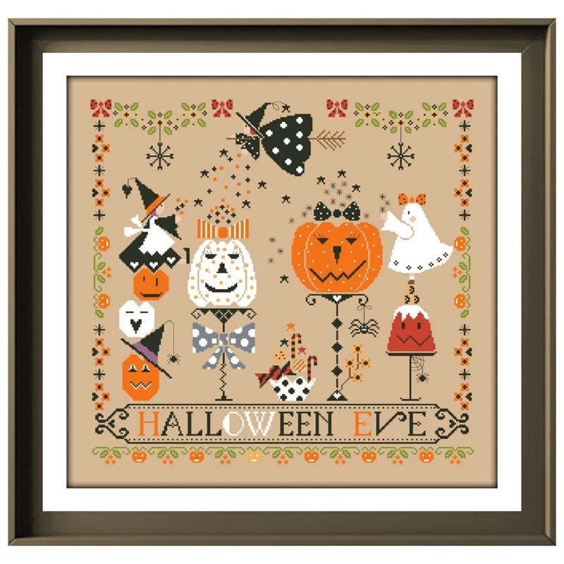 Counted Cross Stitch Kit Happy Halloween DIY Unprinted canvas