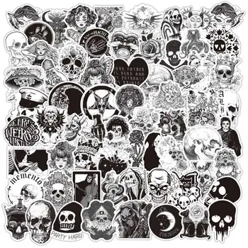 

50Pcs Black and White Gothic style girl and skull Stickers Graffiti Sticker for Laptop Luggage Car Styling Guitar 2020