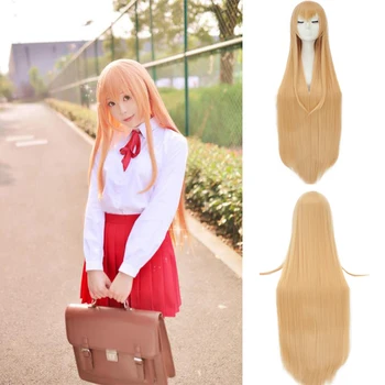 

DIANQI long straight orange cosplay wigs with bangs doma umaru anime synthetic wigs easy matching hair for Fashion women