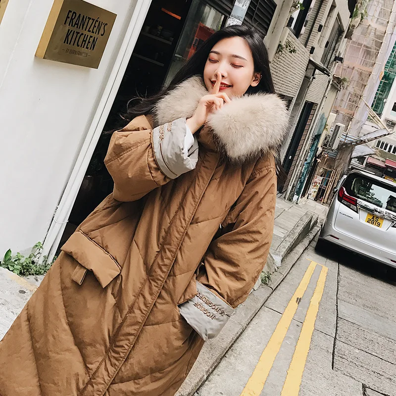 

Photo Shoot Main Map I2017 Winter New Style Korean-style WOMEN'S Wear Thick Large Fur Collar Embroidered Cotton-padded Clothes