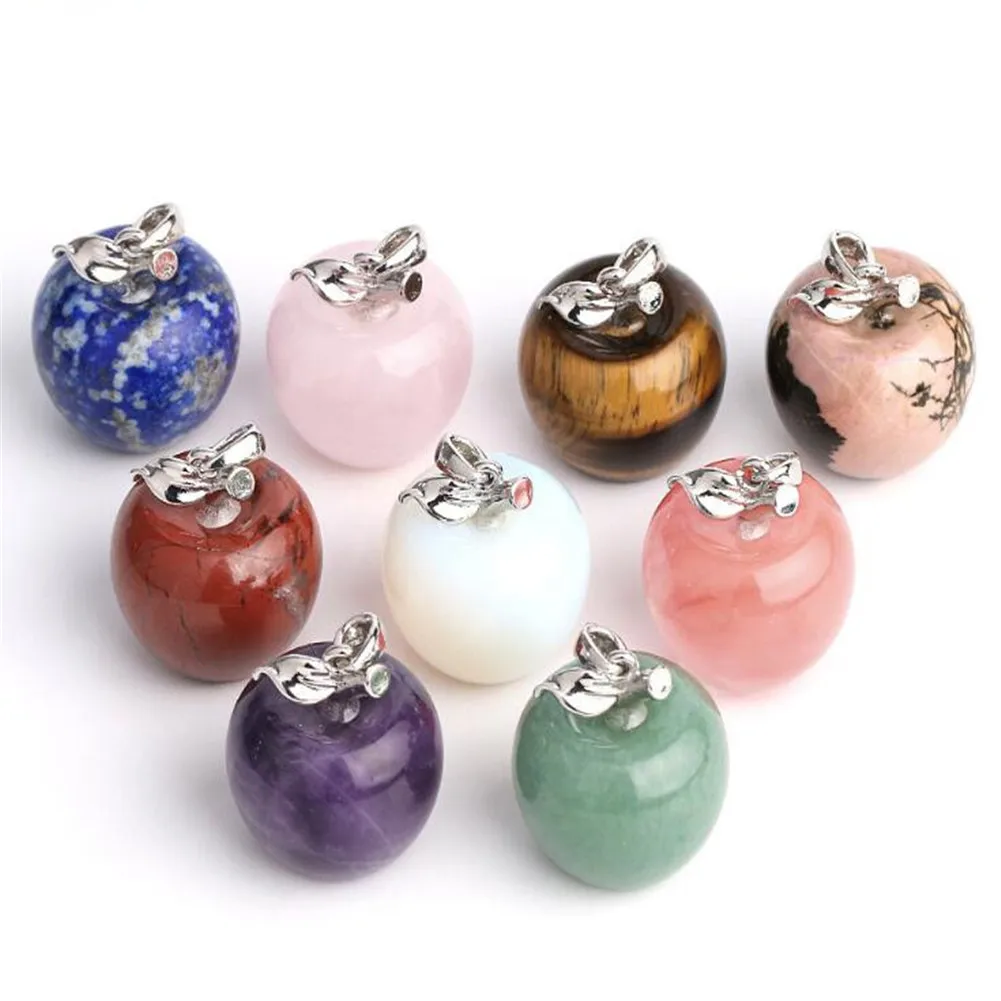 

New Style 6pcs/Lot Natural Lapis crystal Apple Pendant Summer Alloy Necklace Female European and American Fashion Accessories