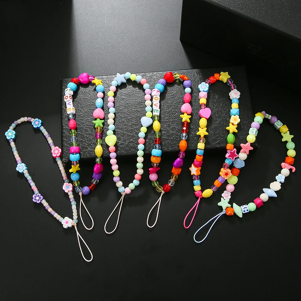 Crystal Beads Hanging Cord Mobile Phone Rope Strap Lanyard for Cell