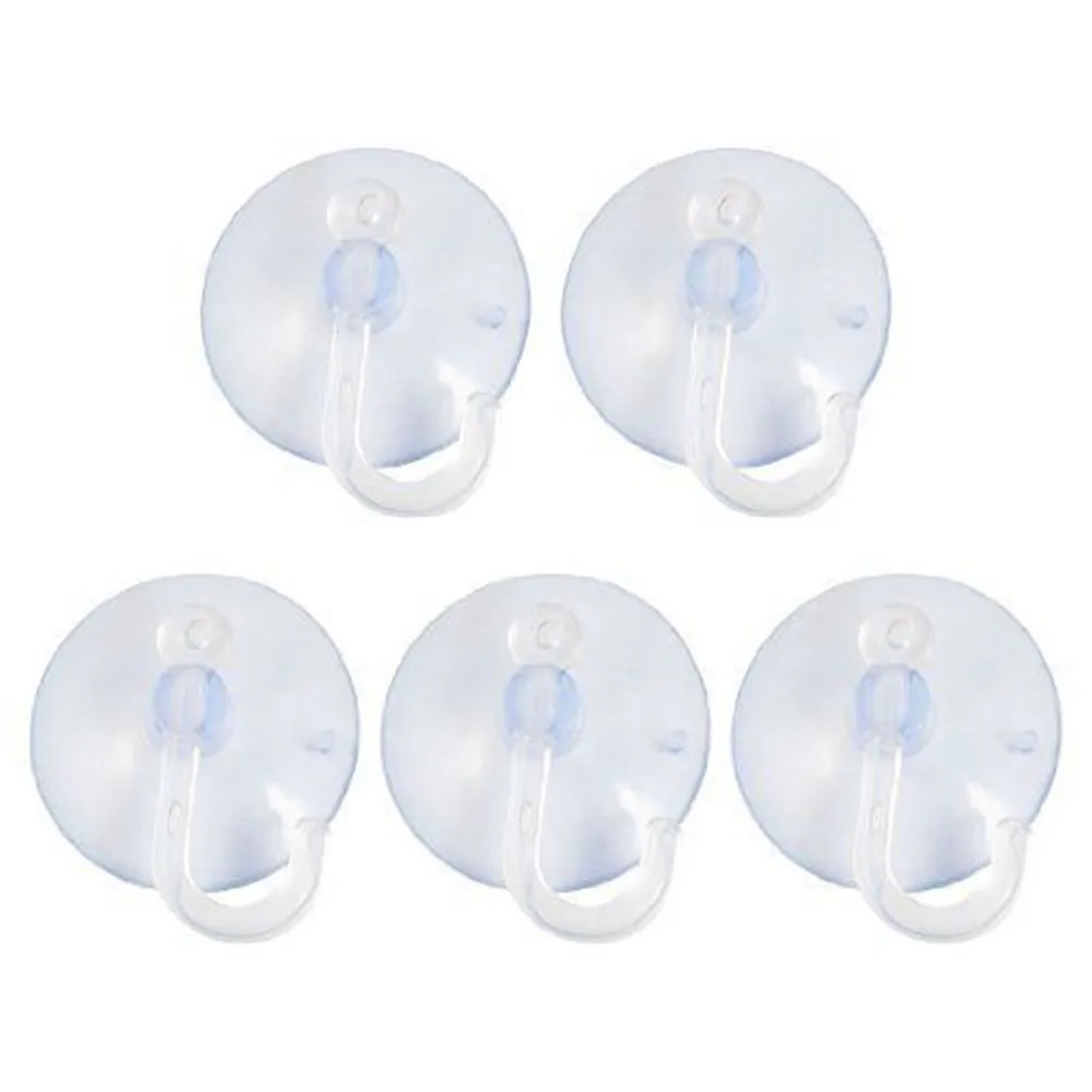 5pcs Plastic Clear Suction Cup Sucker For Window Glass Wall Hook Hanger Kitchen Bathroom