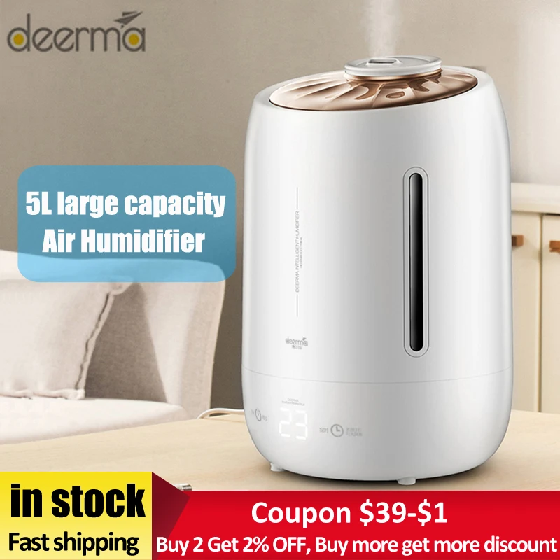 Asli Deerma Dem F600 5l Udara Humidifier Ultrasonic Tenang Aroma Pembuat Kabut Led Layar Sentuh Fungsi Waktu Diffuser Pelembab Ruangan Aliexpress