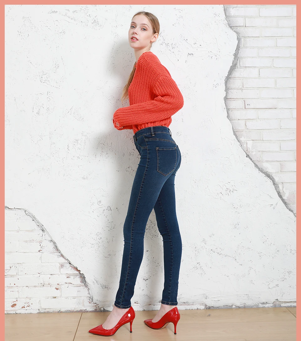 Для женщин джинсовые узкие брюки супер стрейч поддельные передний карман средняя талия промывают синий серый черный, белый цвет тонкий