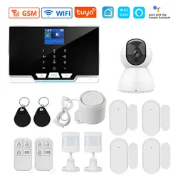 Tuya Wifi GSM Home Security Alarm System Wireless Burglar Alarm Kit With 433Mhz Detector And Door Sensor Works With Alexa Google