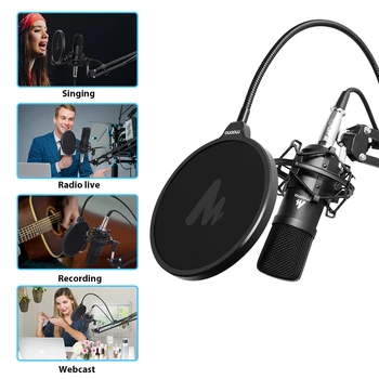 MAONO-micrófono condensador profesional para estudio de Podcast, Audio, 3,5mm, para ordenador, YouTube, Karaoke, grabación de juegos 5