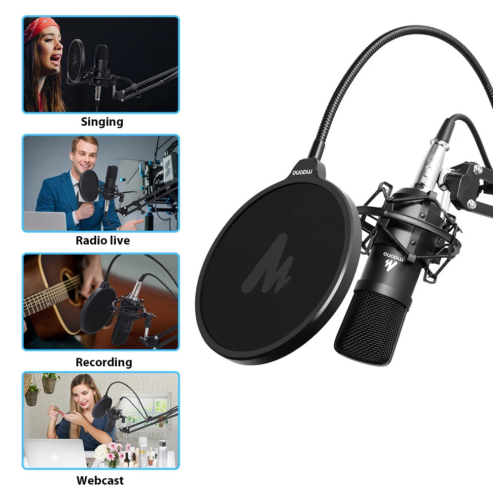 MAONO конденсаторный микрофон профессиональный Podcast Студийный аудио 3 5 мм