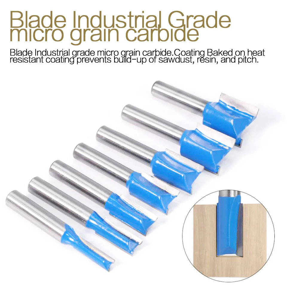 8mm Shank Straight/Dado Router Bit Set Diameter Woodworking Tools CNC Milling Cutter Endmill for Wo