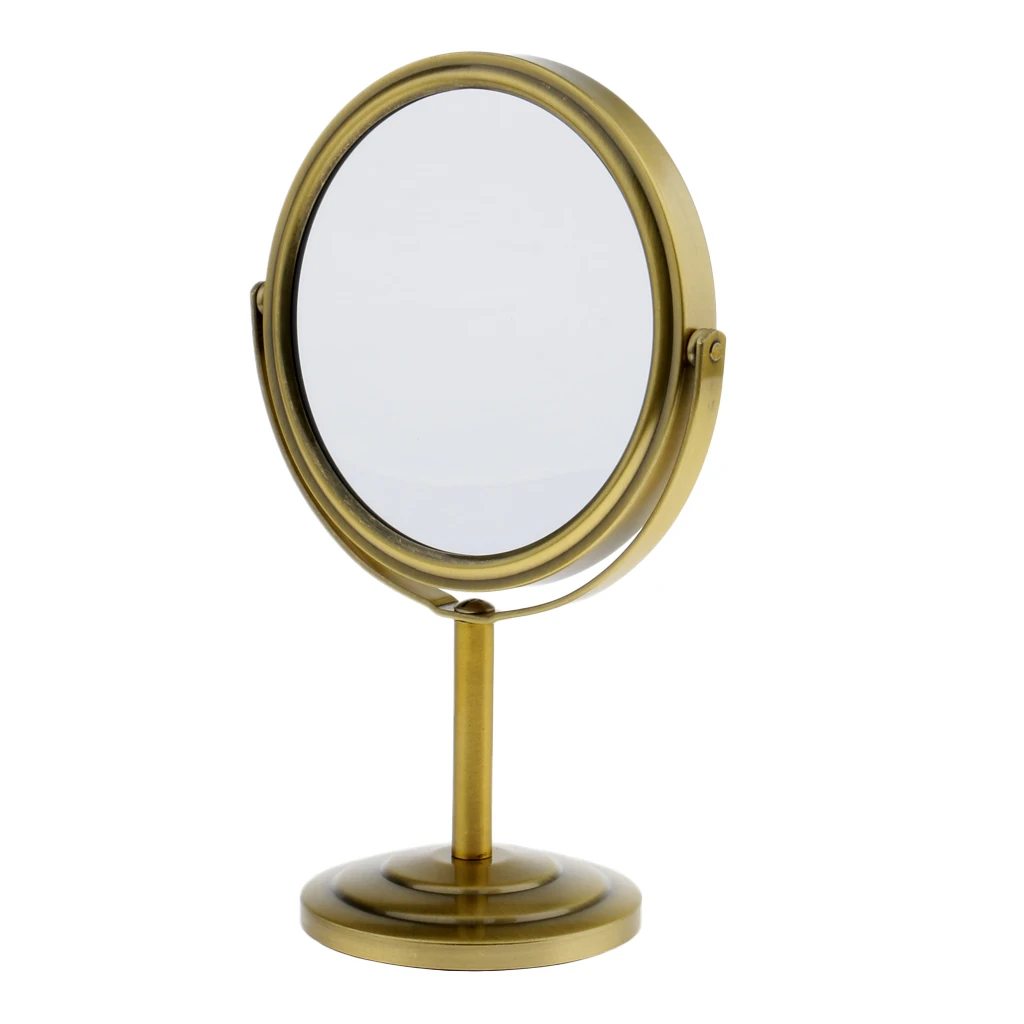 Vintage Tabletop Makeup Mirror 2 in 1 Magnifying & Normal Compact Mirror 360&deg; Swivel Free Standing Mirror for Home Room Shop Use