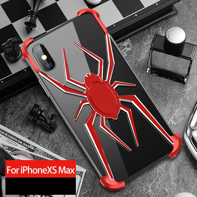 Для iPhone XS Max/X/XS/XR мобильный телефон в виде ракушки кронштейн металлический каркас в форме паука персональная телефонная рамка красный черный Лидер продаж