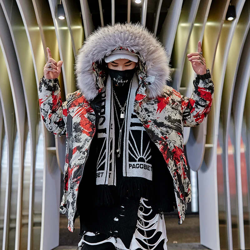 Зимние Модные мужские камуфляжные куртки больших размеров, меховые пальто в стиле хип-хоп, Мужская Уличная одежда нового дизайна в стиле хип-хоп