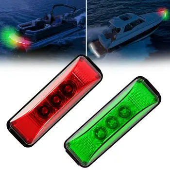 

2pcs Light 12V Bow Pontoon Lights 1 W Oval LED Navigation Lights Red+Green Deck