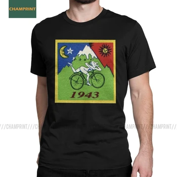 

Men T-Shirt Albert Hoffman LSD Bicycle Day Cotton Tee Shirt Short Sleeve Acid Blotter Party T Shirts Crew Neck Tops Plus Size