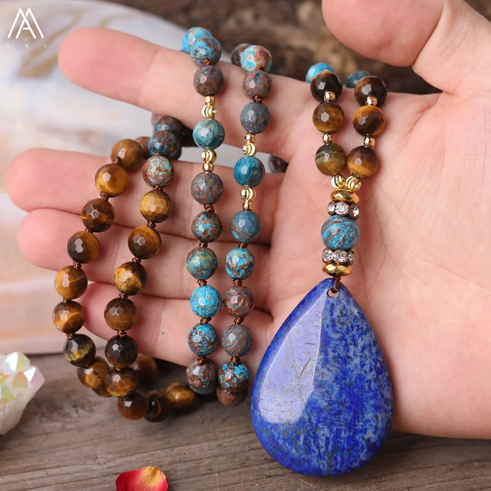 Mala Beads 108 Necklace Picasso Jasper Bracelet Meditation Yoga