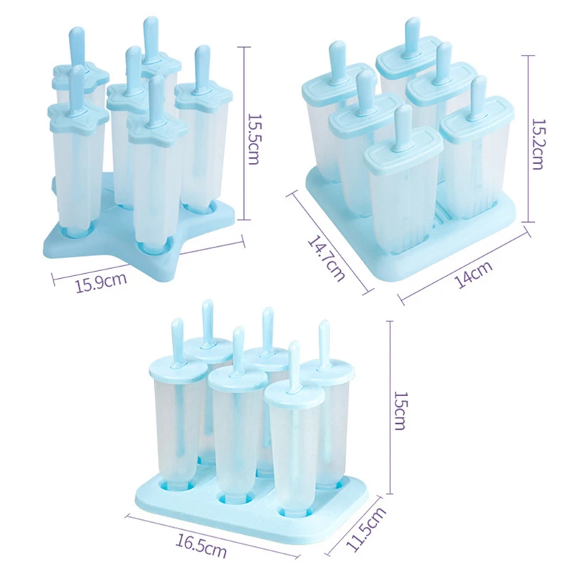 

6Pcs DIY Ice Cream Molds Ice Cream Tools PP Rectangle Star Round Shaped Popsicle Molds Reusable KEOUKE Kitchen Tools h3