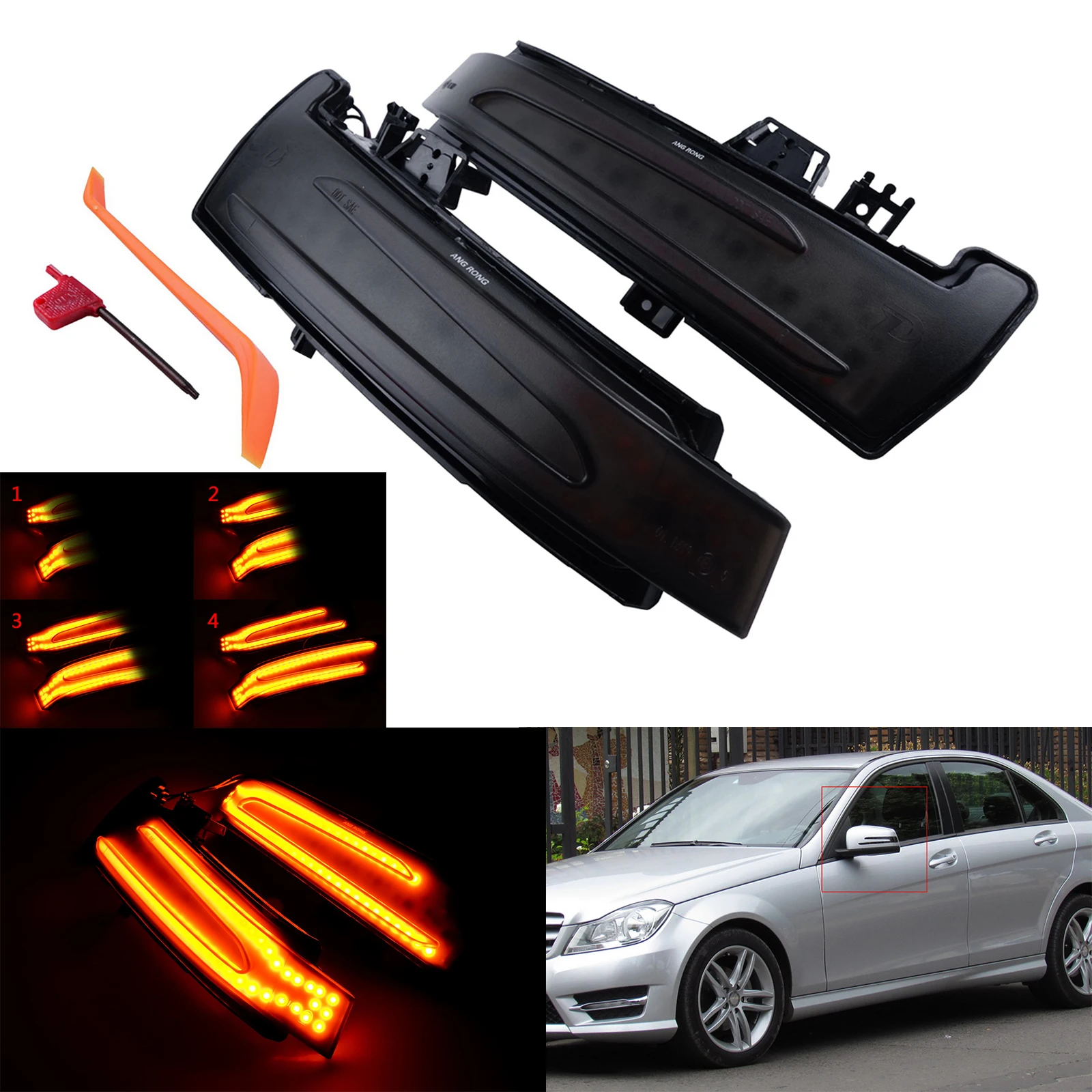 ANGRONG Dynamic LED Wing Mirror Indicator Light For Mercedes W246 W204 C117 W166 W212 | Автомобили и мотоциклы
