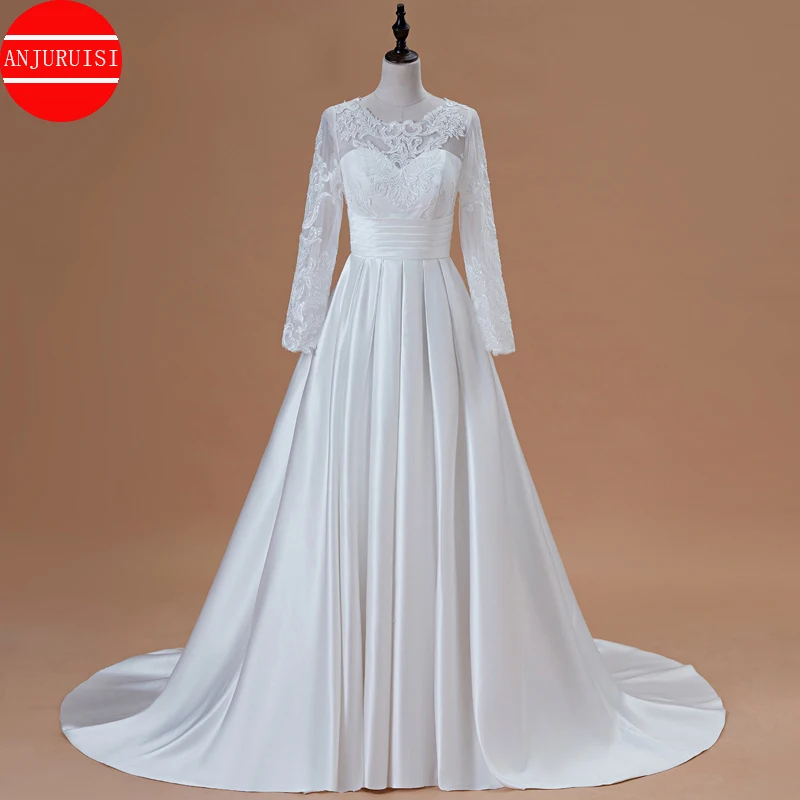 Элегантная одежда с длинным рукавом свадебное платье 2020 Vestidos De Novia круглым