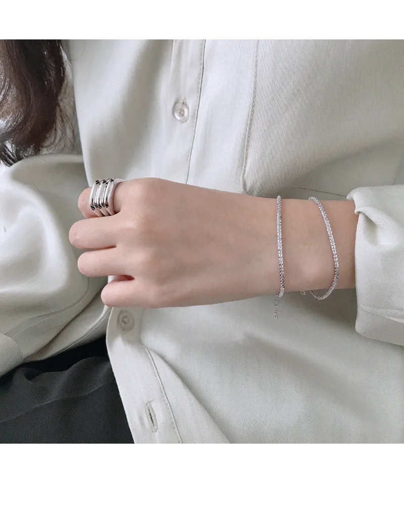F.I.N.S, корейский браслет из стерлингового серебра S925 пробы, Звездный браслет, женский серебряный классический браслет-цепочка на руку